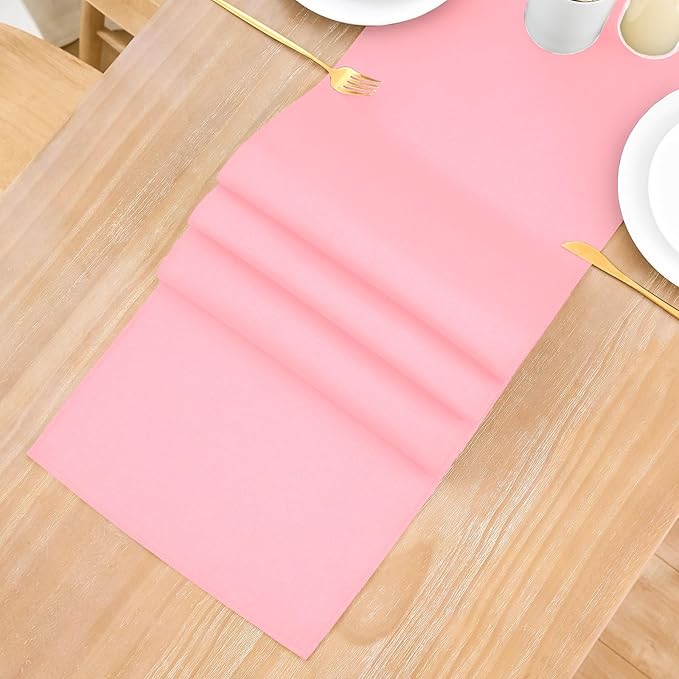 2 Pack Pink Table Runner 12 x 90 Inch Solid Color Farmhouse Runners Coffee Table Dresser for Daily Party Home Decoration