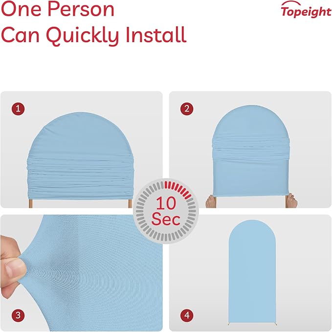 Set of 2 Arch Backdrop Cover High Elastic Wrinkle-Resistant Arch Cover Spandex Fabric Thick Opaque Round Top Chiara Backdrop for Wedding Birthday Baby Shower Garden 6FT, 7.2FT, Dusty Blue