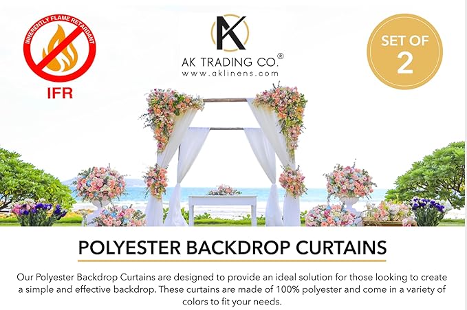 AK TRADING CO. 10 feet x 8 feet IFR Polyester Backdrop Drapes Curtains Panels with Rod Pockets - Wedding Ceremony Party Home Window Decorations - Marigold