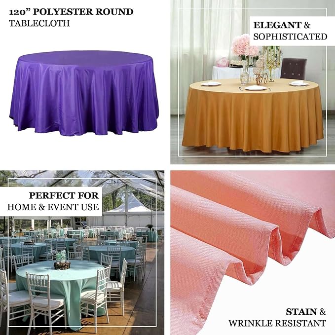 Efavormart Round Tablecloth, 120 Inch Stain & Wrinkle Resistant Washable Table Cloth, Decorative Polyester Fabric Table Cover for Banquet, Wedding, Dining - Turquoise