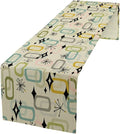 Mid Century Table Runner, Flag Retro Atomic Starburst 1950s Abstract Geometric Space Tabletop Decoration for Home Kitchen Restaurant Table Flag 13x120 Inch