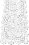 KEPSWET Cotton Handmade Crochet Lace Table Runner White Rectangle Coffee Table Dresser Decor (14x96 inch)