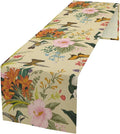 Brown Bird Floral Table Runner Spring Flower Kitchen Table Decoration Suitable for Family Dinner Decoration 13x120 Inch