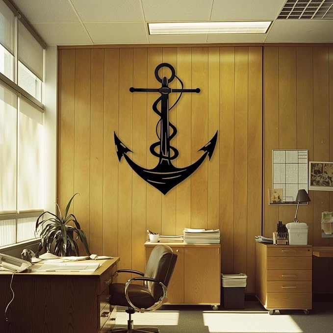 XXQ Anchor Metal Wall Decor, Anchor Metal Wall Art for Bedroom Living Room Dorm Antique Anchor Wall Decor Antique Metal Anchor Farmhouse Decor (Black, 32" x 48" / 81 x 121cm)