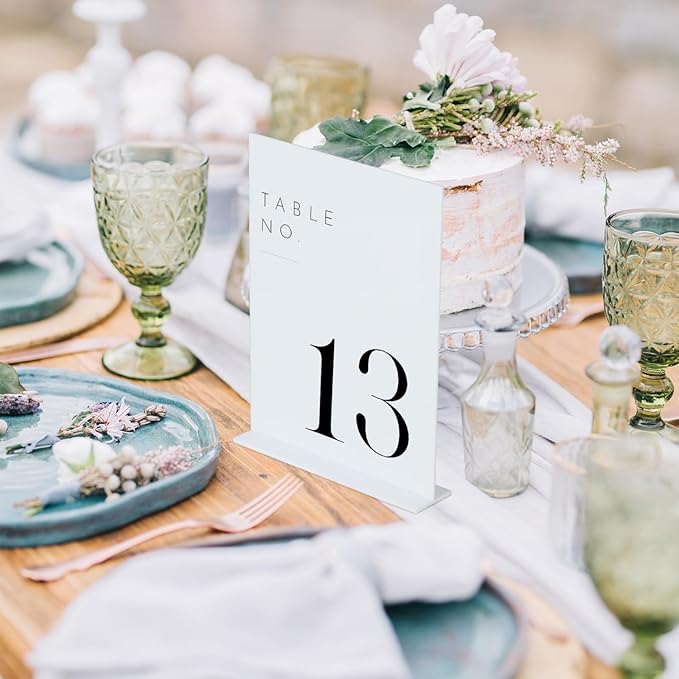 JINMURY White Wedding Table Numbers 1-10 with Stands, 5"x7" White Acrylic Table Numbers, Perfect for Wedding Reception, Party, Anniversary, Event