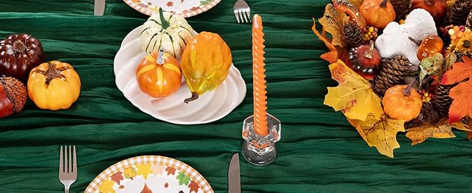Emerald Green Cheesecloth Table Runner 10 Pack Fall Table Runners Boho Gauze 120 Inches Green Cheese Cloth Fall Table Decorations for Thanksgiving Wedding Bridal Baby Shower Tea Party
