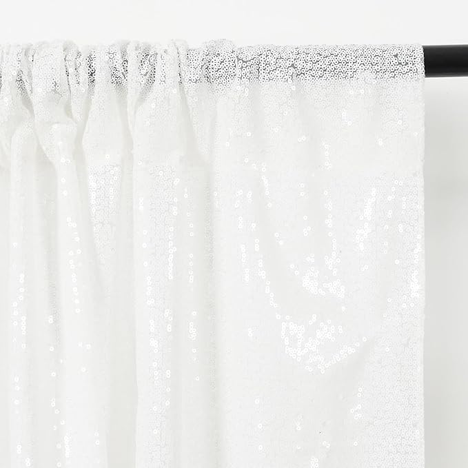 Eternal Beauty White Sequin Backdrop, 10x10 Ft Glitter Background Curtains for Christmas Shimmer Photography Party Wedding Birthday Back Drop Decor