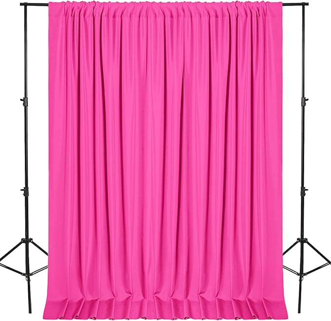 DWCN 10x10 FT Fuchsia Backdrop Curtains for Parties, Photography Backdrop Drapes with Rod Pockets for Wedding Decorations Stage Birthday Family Gatherings, 2 Panels 5ft x 10ft