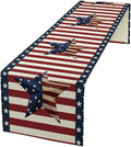 4th of July Table Runner, Patriotic Independence Day American Stars Stripes Flag Print Table Runner for Farmhouse Kitchen Dining Holiday Birthday Party, 13x120inch