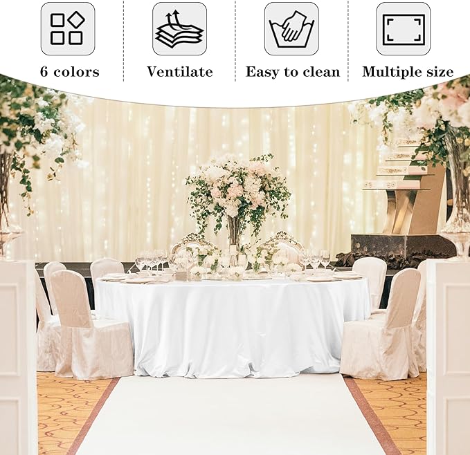 Fitable 6 Pack Ivory Tablecloths for Round Tables-108 Inches in Diameter-Stain Resistant and Washable Table Clothes,Polyester Fabric Covers Wedding,Party,Banquet,Formal Events (130g-QW6P-108Ivory)