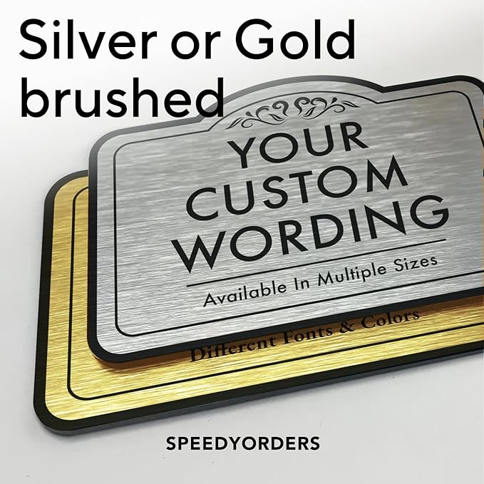 Personalized Custom Metal Signs, Aluminum Waterproof Made in USA - Design 1 Metallic Silver 12x12