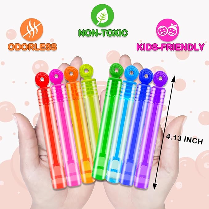 Mini Small Bubbles Wands Toys Gifts Bulk for Kids 64 Pack-Bubble Party Favors Supplies for Toddlers, Bulk Halloween Non Candy Treats Goodie Prizes for Birthday Wedding Parade Throws Giveaways Handouts