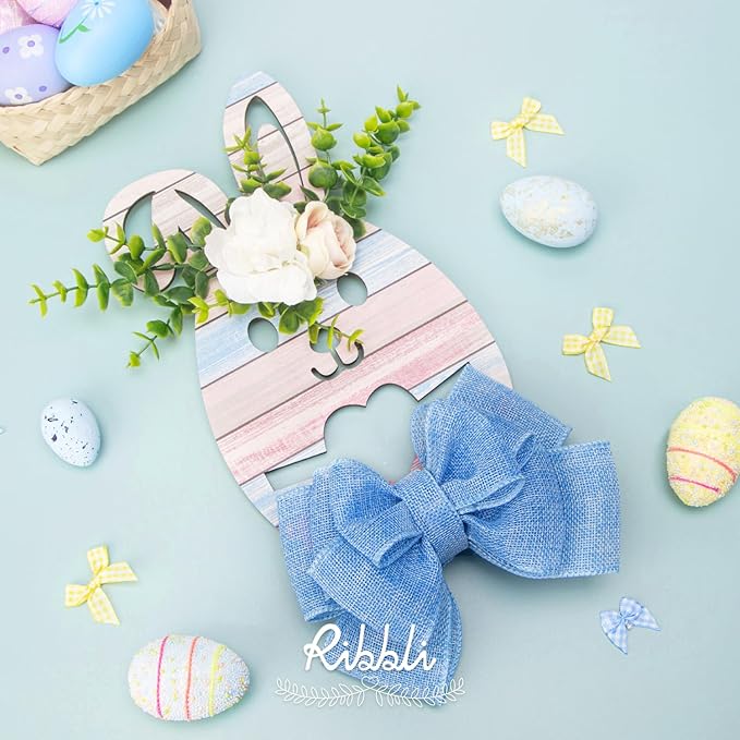 Ribbli Baby Blue Burlap Wired Ribbon, 2-1/2” Inch x Continuous 20 Yard, Wired Edge Ribbon for Wreaths,Big Bows,Tree Decoration,Outdoor Decoration