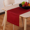 Red Table Runner 48 Inch – Cotton Linen Hemstitch Farmhouse Table Runner 14x48 – Washable Fabric for Dining Table, Spring, Summer, Wedding, Everyday Décor – Serena