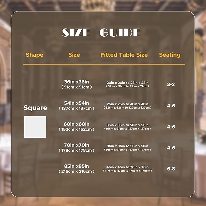 sancua Black Square Tablecloths 85x85 Inch, 2 Pack - Fabric Table Cloth for Square or Round Tables, Washable Polyester Table Cover for Outdoor Party, Birthday, Buffet, Resturant