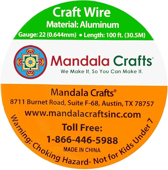 Mandala Crafts 22 Gauge Anodized Aluminum Craft Wire for Jewelry Making - 100 FT Colored Flexible Yellow Green Wire - Bendable for Bonsai Armature Crafting Sculpting