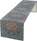 Boho Floral Vintage Table Runner, Retro Abstract Blue Flower Rustic Country Farmhouse Pattern for Home Kitchen Table Decor Dining Coffee Room Party Decor 13x72in