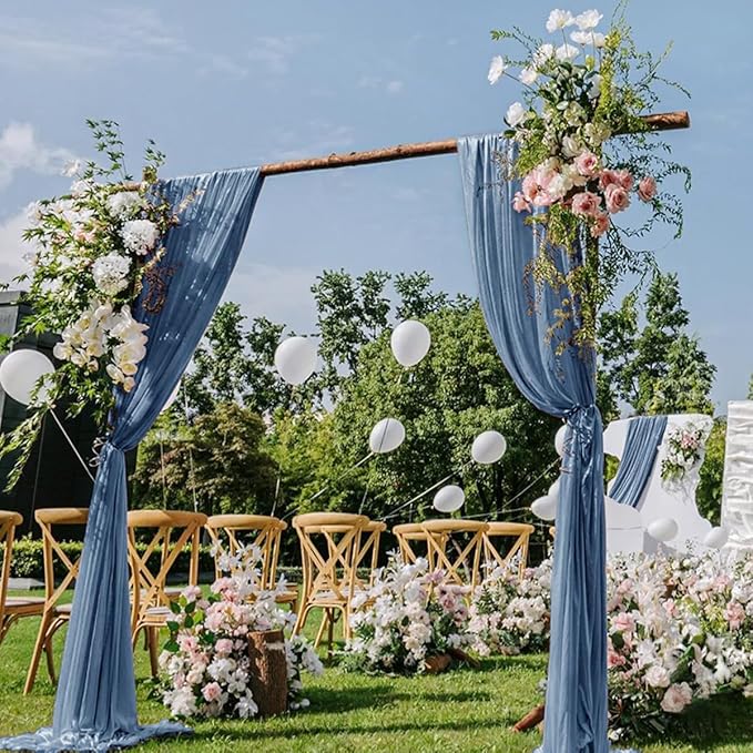 Dusty Blue Wedding Arch Draping Fabric 29" x 20 FT Blue Wedding Drapes for Backdrop Sheer Curtains Drapes for Romantic Bridal Baby Shower Ceremony Birthday Party Fall Outdoor Events