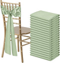 50 PCS Sage Green Satin Chair Sashes Bows Universal Chair Ribbon Ties Back Sash for Wedding Party Reception Events Banquets Hotel Event Chair Cover Decoration (7x108 inch)