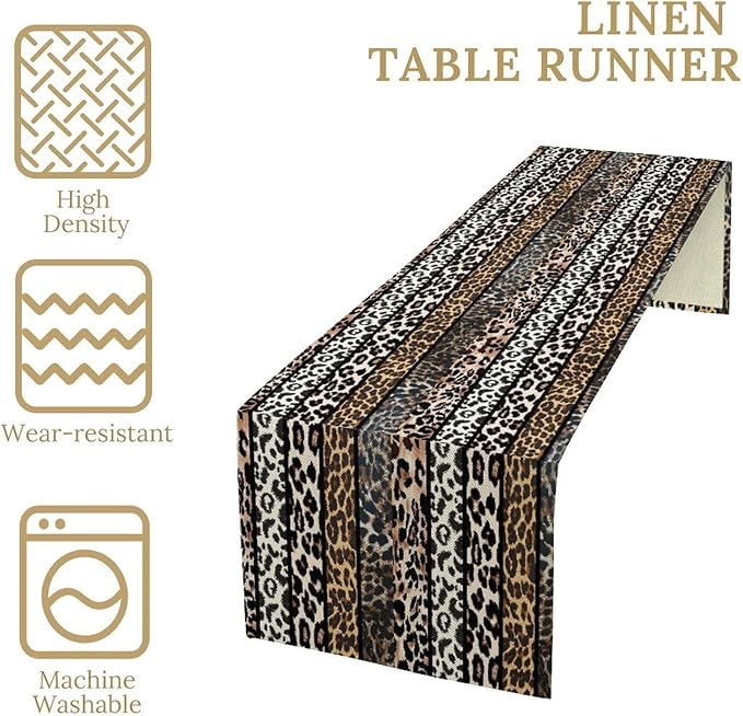 Cow Patchwork Print Table Runner, Country Farm Animal Fur Skin Farm Safari Wildlife Pattern Table Runner for Dinner Dinning Home Kitchen Living Room Party Holidays Setting, 13x36 Inch