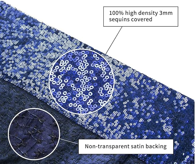 Poise3EHome 7Ft x 7Ft Navy Blue Sequin Backdrop, Glitter Thick Satin Sequin Background Drapes, Sequence Xmas Thanksgiving Backdrop for Wedding Party Holiday Festival Decor