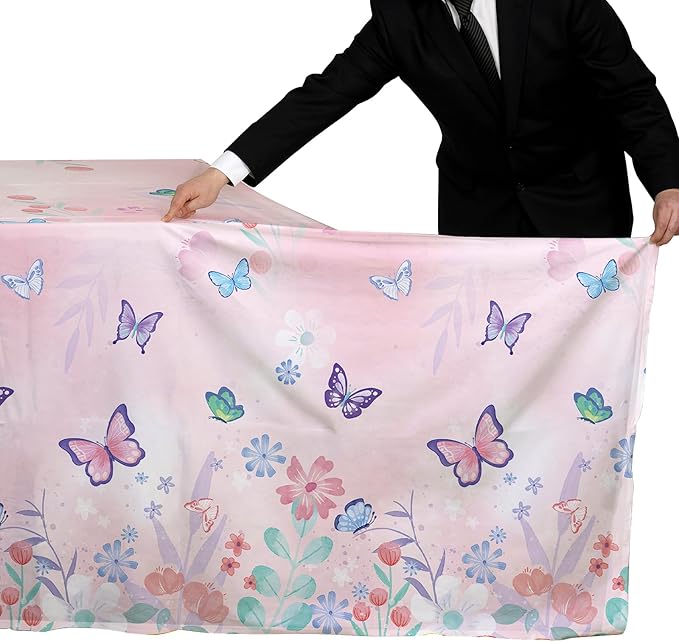 Gatherfun Butterfly Birthday Party Supplies: Butterfly Decorations with 2 PCS Disposable Plastic Tablecloths, for Kid's Birthday Party Decorations, Size 54”x 108