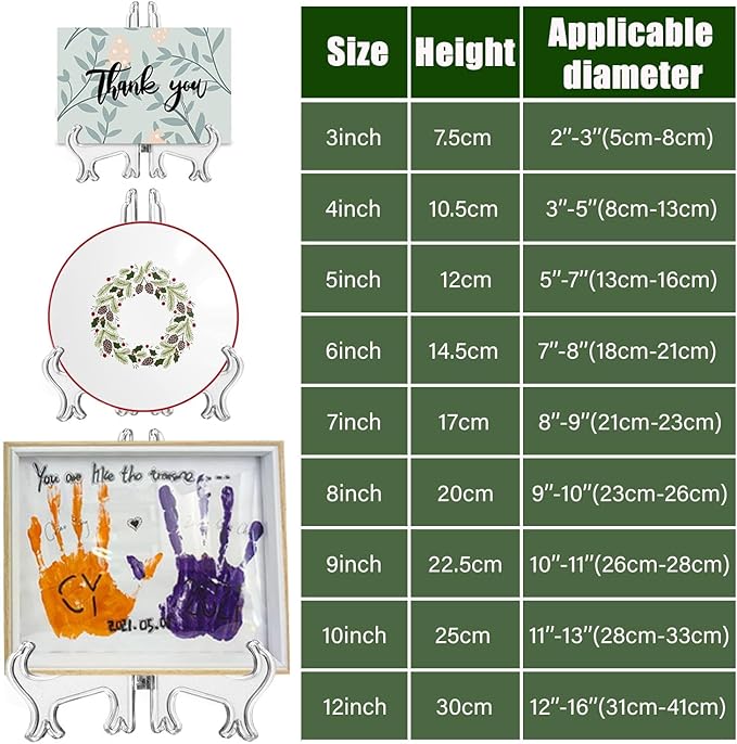 6 Pack 10 Inch Clear Plastic Easels or Stand/Plate Holders to Display Pictures or Other Items at Weddings, Plate Stands for Home Decoration, Birthdays, Tables