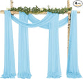 4 Panels Light Blue Wedding Arch Draping Fabric Cheesecloth Fabric 35" x 20FT Gauze Fabric Arch Drapes for Wedding Reception Sheer Backdrop Photo Background Household or Out Door Curtain