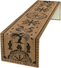 Viking Tree of Life Table Runner, Wooden Printed Eagle Dragon Boat Rudder Seasonal Kitchen Dining Table Decoration for Home Party 13x60 Inch