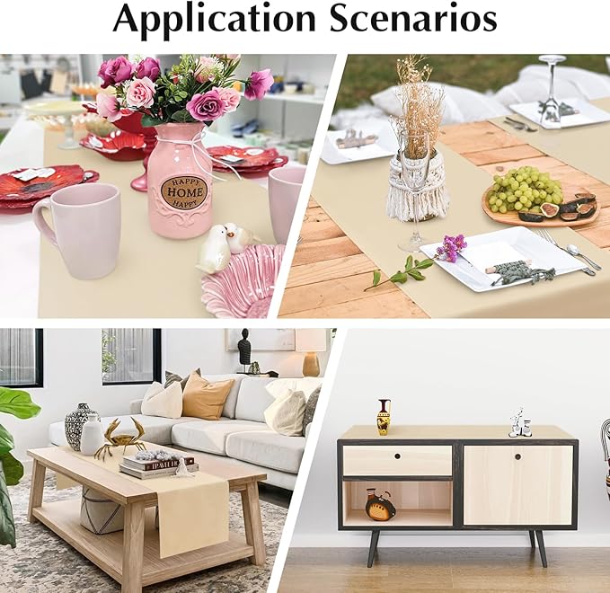 2 Pack Beige Small Short Table Runner 12 x 48 Inch Solid Color Runners Coffee Table Dresser for Daily Party Home Decoration