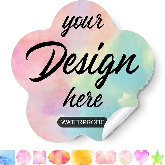Custom Stickers - Personalized Labels, Customized Stickers with Any Design Image Logo Text, 100 Labels (Flower, 3.5"x3.5")
