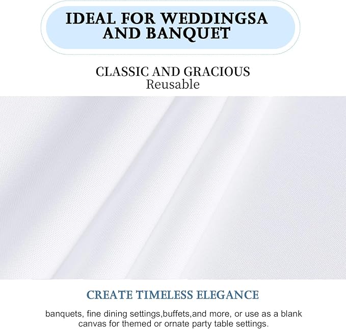 1 Pack White Table Cloth Rectangle Table 60 x 102 Inch Tablecloths for 6 Foot Rectangle Tables. Stain and Winkle Resistant Polyester Washable TableCloths for Parties Wedding Dining