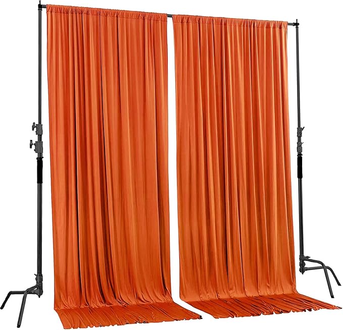 AK TRADING CO. 10 feet x 10 feet Polyester Backdrop Drapes Curtains Panels with Rod Pockets - Wedding Ceremony Party Home Window Decorations - Orange