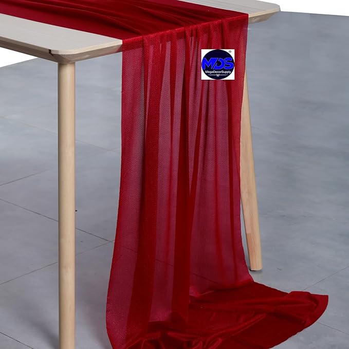 MDS Halloween Chiffon Table Runner - 20 Pack, 29 x 170 Inches, 14ft Each - Sheer Spooky Table Runners for Haunted House Parties, Trick-or-Treat Tables, Witchy Décor, Wedding & Events - Apple red
