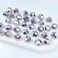 50 PCS 10mm Crystal Glass Beads Round Multiple Faceted Loose Spacer Glass Beads for DIY Handcrafte Bracelet Necklace Earring Jewelry Making(Silver)