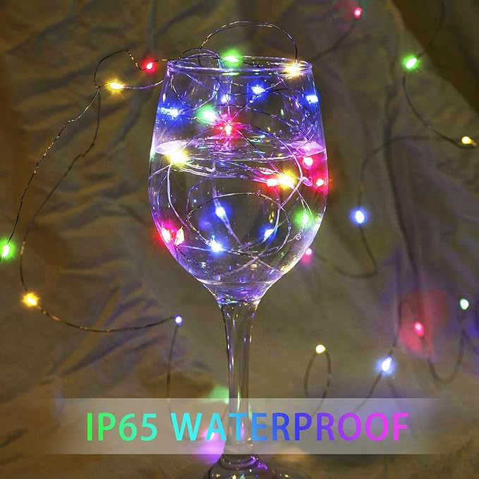 8 Pack Fairy Lights 7Ft 20 LED Twinkle String Lights 3 Modes Battery Operated Waterproof Firefly Starry for Mason Jar Party Wedding Christmas Valentines Day Table Centerpieces,Multicolor