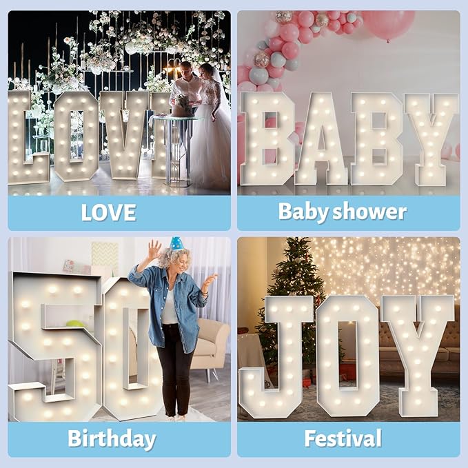 4FT Marquee Light Up Letters Y,Party Decoration Large Marquee Light Up Letters with Weighted Water Bag,Pre-cut Foam Board Set Can Be Used for Birthdays,Weddings,Baby Anniversaries