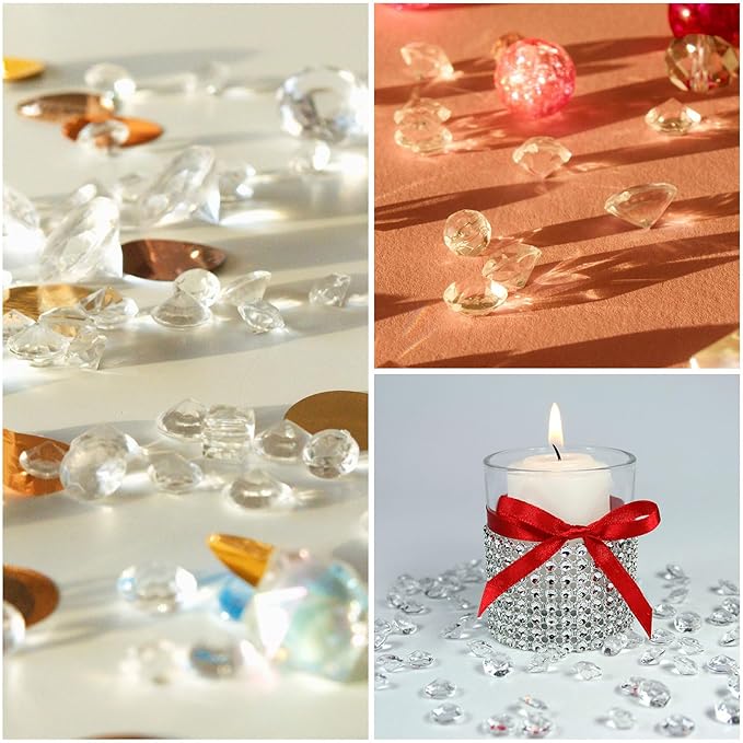 PATIKIL 14000Pcs Wedding Table Scatter Confetti Crystals 3mm Acrylic Diamonds Vase Fillers Gems for Table Centerpiece Decorations Bridal Shower Party, Gray AB
