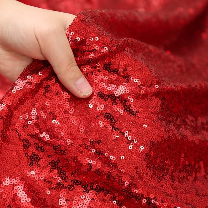 4Pcs 2Ft x 8Ft Red Sequin Backdrop Curtains, Glitter Photography Background, Sequence Xmas Thanksgiving Backdrop (Red, 4 pcs-2ftx8ft)