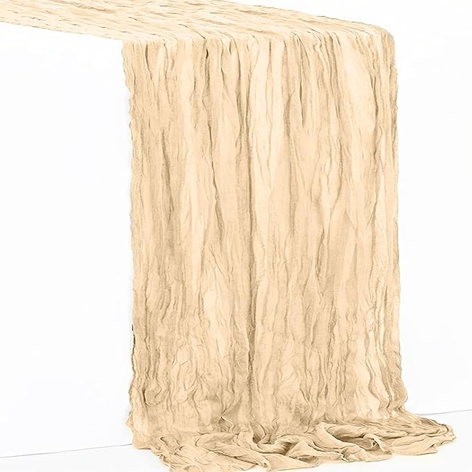 6 Pack Nude Cheesecloth Table Runner 35x120 Inch 10Ft Rustic Gauze Cheese Cloth Table Runner Sheer Cheesecloth Table Runners for Wedding Party Bridal Shower Decoration
