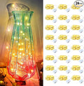 24 Pack Led Fairy Lights - Warm White, Battery Operated LED Silver Wire String Lights, 7FT 20LED Mini Firefly Starry String Lights Waterproof Led Twinkle Lights for Mason Jar DIY Christmas Decor