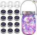 Solar Mason Jar Lights [Upgraded], 12 Pack 30 LED Firefly Fairy String Lights, Waterproof Outdoor Solar Mason Jar Lid Lights with Hangers(NO JARS) for Patio Garden Yard Wedding Decoration - Multicolor