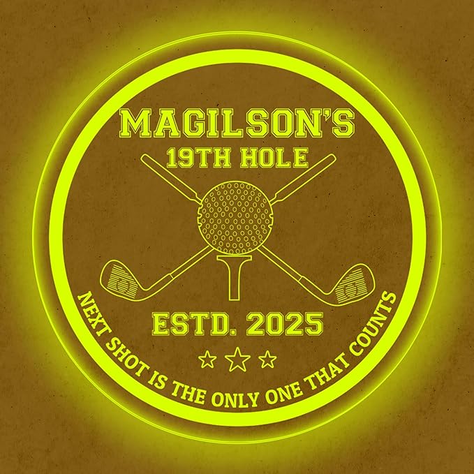 Custom Golf LED Bar Sign – Personalized Color Changing Acrylic Wall Decor for Home Bar, Man Cave, Game Room, or Patio (Golf Bar, 12 INCHES)