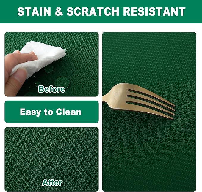 Biscaynebay Textured Fabric Round Christmas Table Cloths 108", Hunter Green Water Resistant Folding Table Covers for Dining, Kitchen, Wedding, Parties etc. Machine Washable
