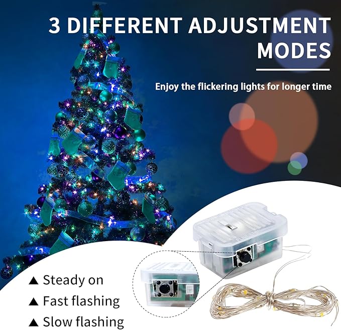 Fairy Lights 7Ft 20 LED Twinkle String Lights 3 Modes Battery Operated Waterproof Firefly Starry for Mason Jar Party Wedding Christmas Valentines Day Table Centerpieces(Rainbow,100 Pack)