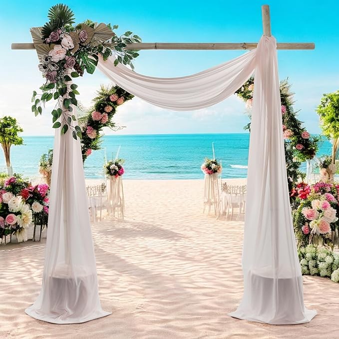 MDS Halloween Chiffon Draping Fabric - 2 Panel, 30" Wide x 50ft Long - Sheer Spooky Arbor & Canopy Drapery for Haunted House Backdrops, Party Ceilings, DIY Costumes & Themed Events - Nude