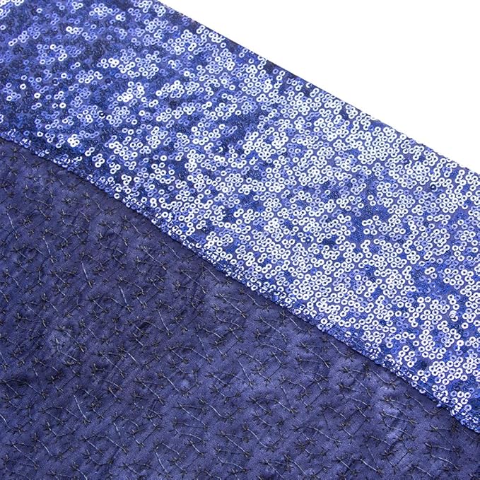 SquarePie Sequin Backdrop Not See Through Thick Stain Background for Photography Glitter Curtain Party 7FT x 7FT Navy Blue