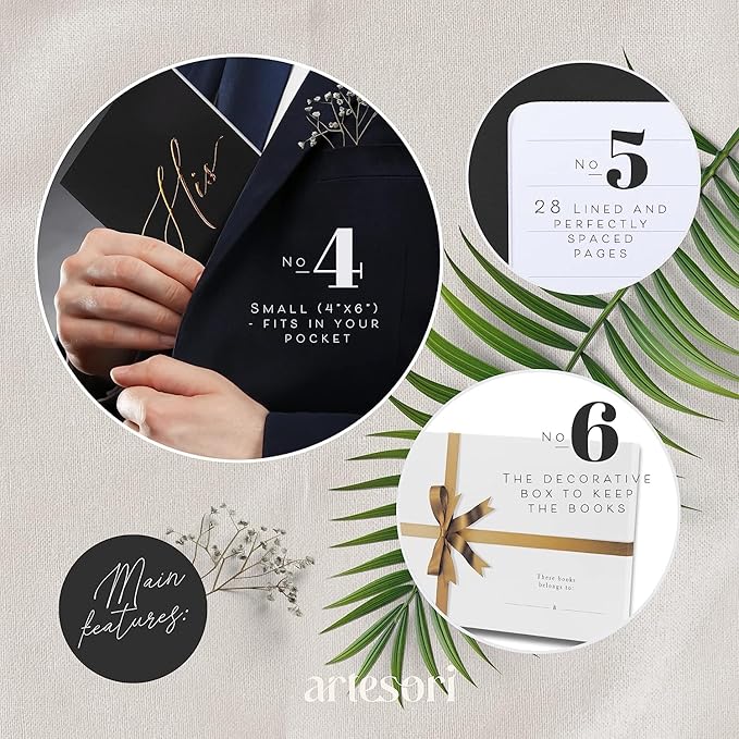 ARTESORI Premium Wedding Vow Book for Her & Him, Soft Touch, Gold Foil, 28 Lined Pages, Wedding Vow Books His and Hers, Wedding Essentials, Wedding Registry Ideas, His and Hers Gifts [White & Navy]