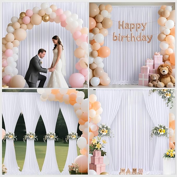 40x10ft Backdrop Curtains for Parties, 8 Panels 5x10ft Photography Backdrop Curtain with Rod Pocket,Backdrop Polyester Background Drapes,Wedding Backdrop Drapes for Birthday Baby Shower Home Decor