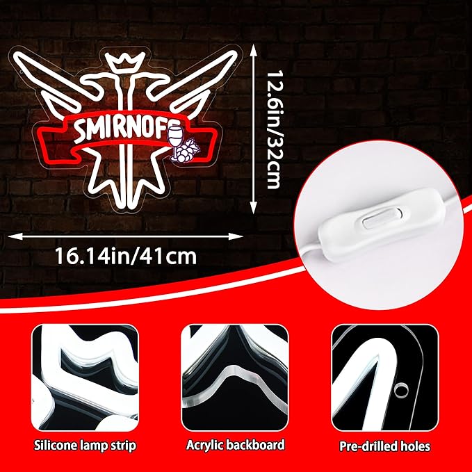Beer Neon Sign for Wall Decor Bar Signs for Home Bar Lights Beer led Signs for man Vodka LED Light Up Sign for Bedroom Wall Birthday Party Man Cave Club Decor Gifts for men Size16.1 * 12.6in(JTD235)